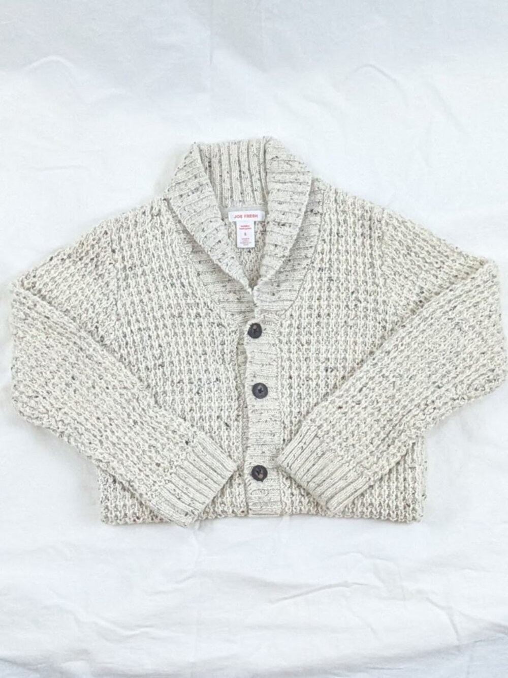 3 for $20 Joe Fresh Cream Marl Shawl Collar Cardigan Sz 5